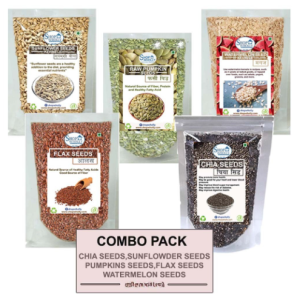 ShopWholly Super Seeds Combo Pack – Chia Seeds, Pumpkin Seeds, Sunflower Seeds, Flax Seeds & Watermelon Seeds – 500g x 5